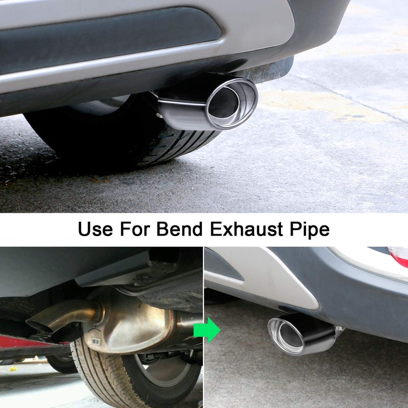 Dsycar Universal 1.75-2.75 inch Curved Exhaust Tips, Chrome-Plated Finish Bolt On Design Exhaust Tips for 1.75"/2"/2.25"/2.5"/2.75" Outside Diameter Tailpipes (Silver Large Curved) - Image 4